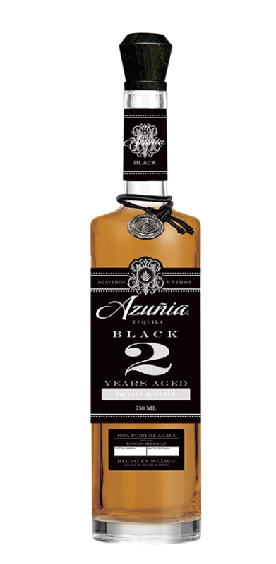Azunia Black Label Anejo Tequila Front Bottle Shot