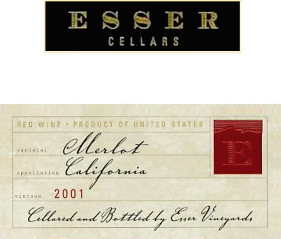 Esser Vineyards Merlot 2001 Front Label