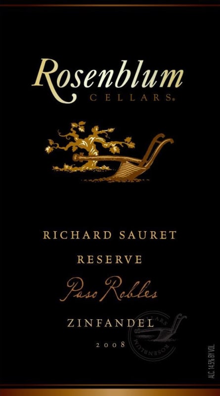 Rosenblum Cellars Richard Sauret Reserve Zinfandel 2008 Front Label