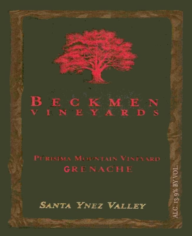 Beckmen Purisima Mountain Vineyard Grenache 2001 Front Label