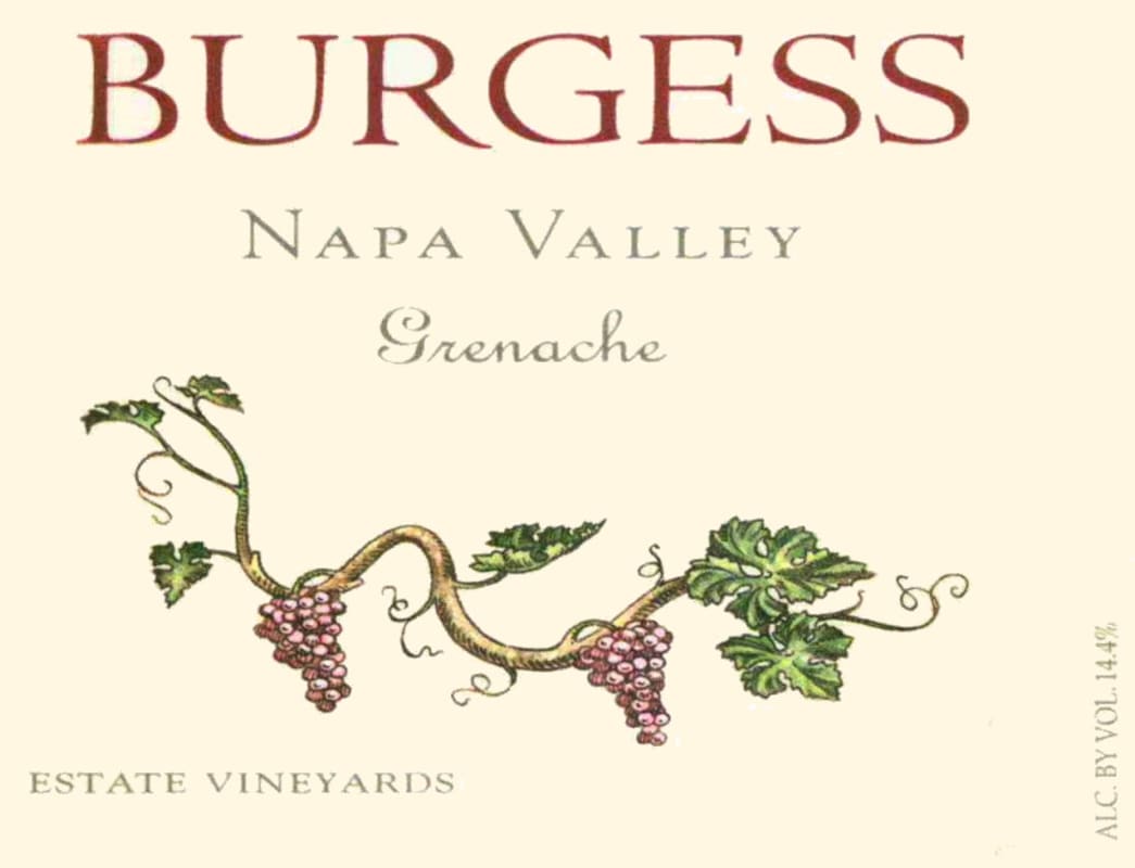 Burgess Estate Vineyards Grenache 2011 Front Label