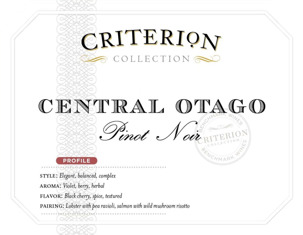 Criterion Pinot Noir 2019 Front Label
