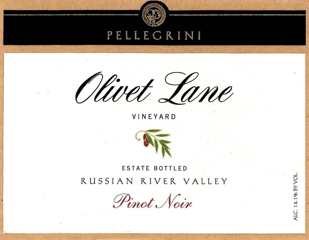 Pellegrini Olivet Lane Vineyard Pinot Noir 2009 Front Label