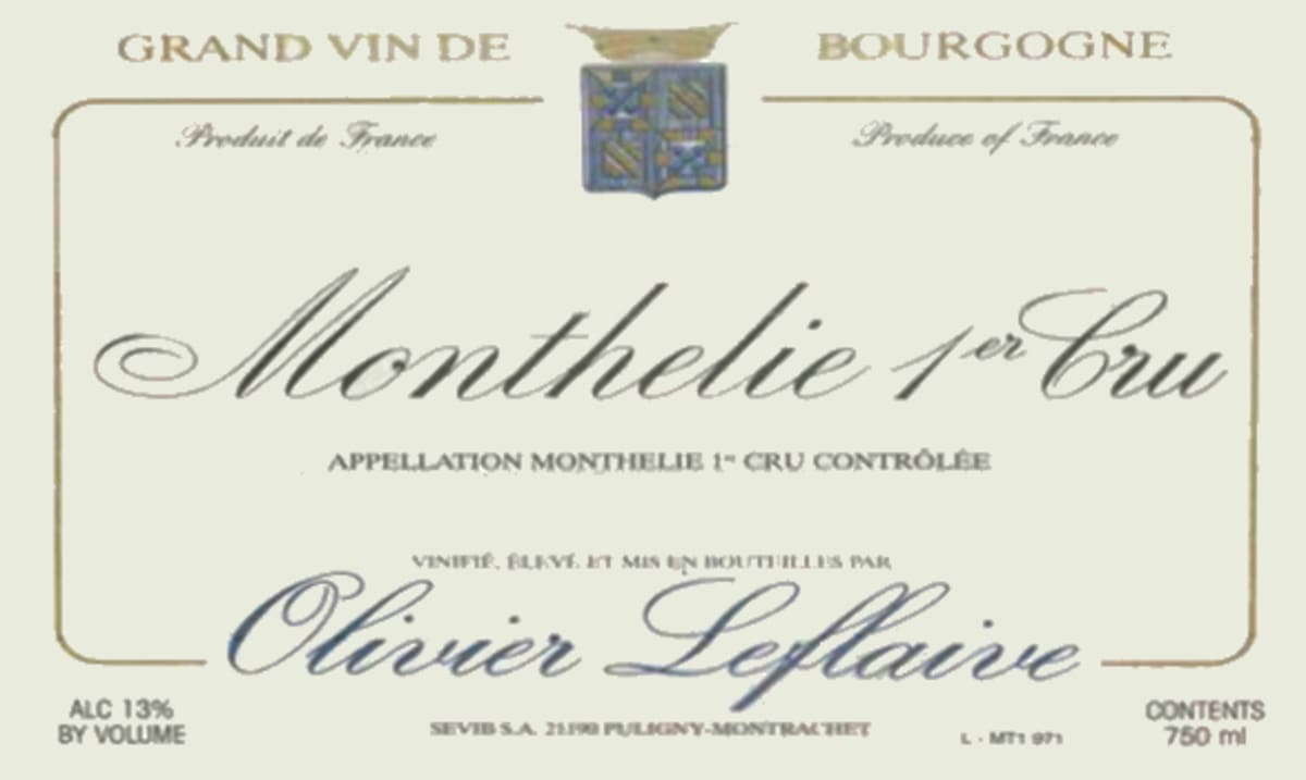 Olivier Leflaive Monthelie Premier Cru 2012 Front Label