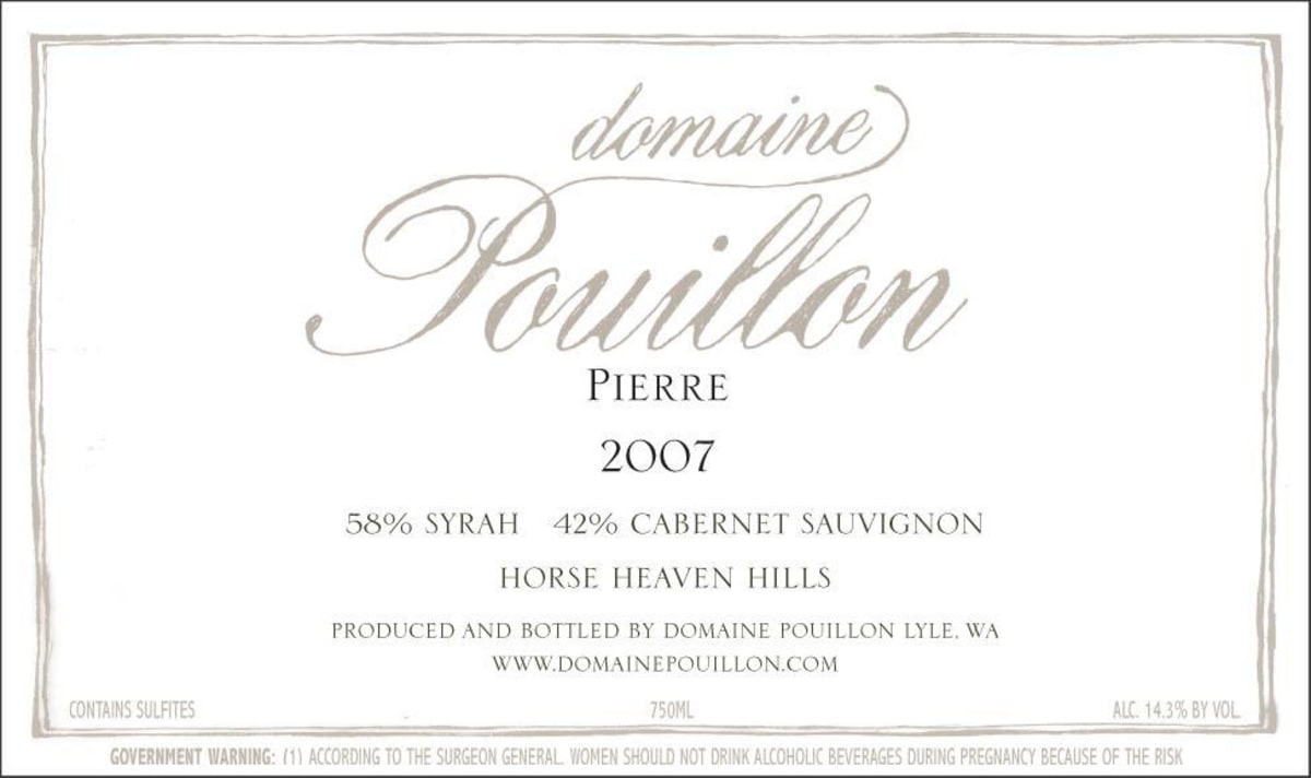 Domaine Pouillon Pierre Cabernet Sauvignon Syrah 2007 Front Label