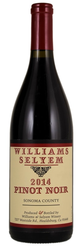Williams Selyem Sonoma County Pinot Noir 2014 Front Bottle Shot