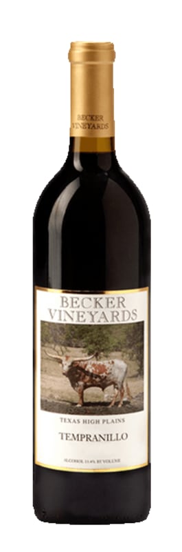Becker Vineyards Tempranillo 2018 Front Bottle Shot