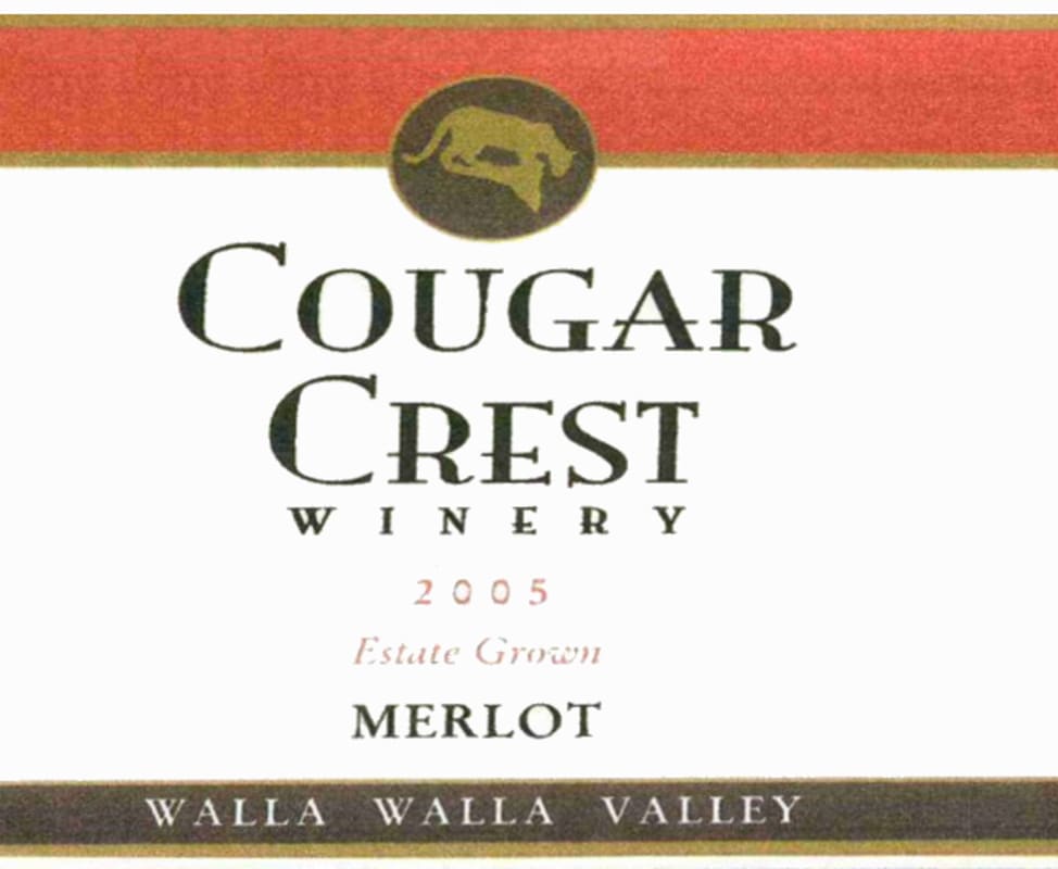 Cougar Crest Estate Merlot 2005 Front Label