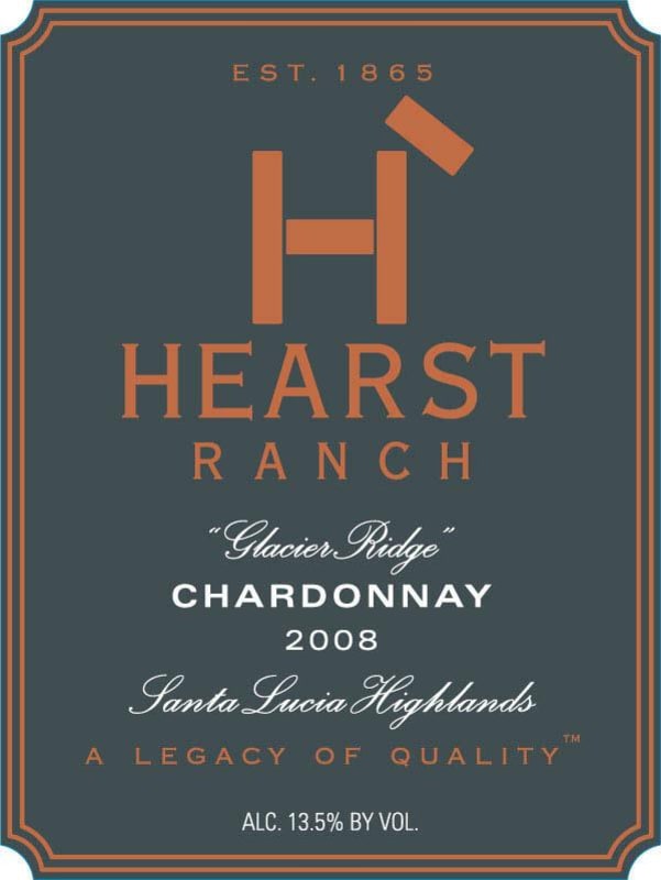 Hearst Ranch Glacier Ridge Chardonnay 2008 Front Label