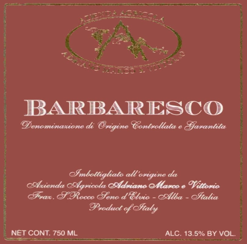 Adriano Marco e Vittorio  Barbaresco 2000 Front Label