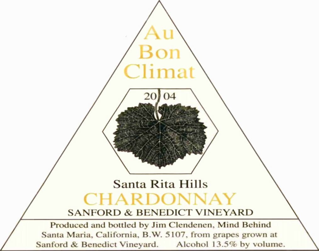 Au Bon Climat Sanford and Benedict Chardonnay 2004 Front Label