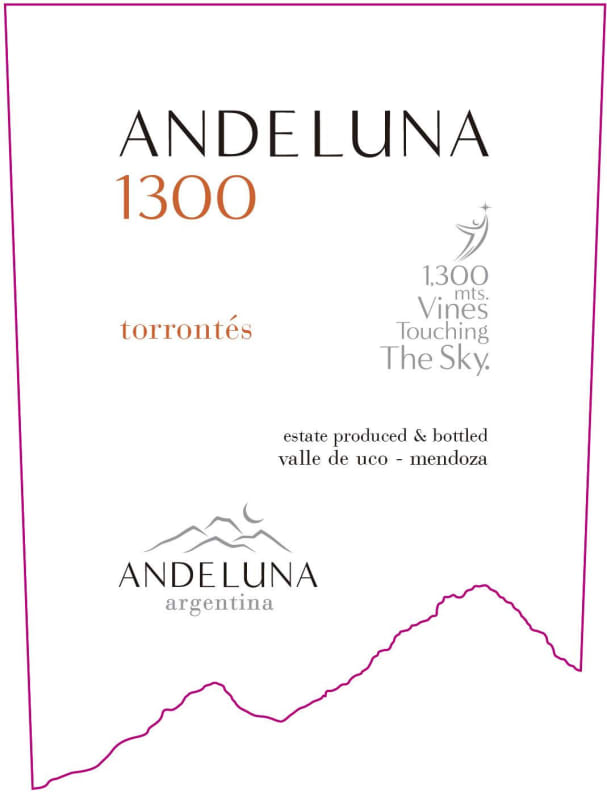 Andeluna 1300 Torrontes 2020 Front Label