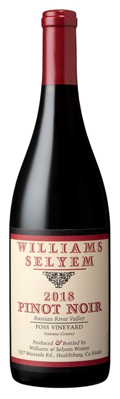 Williams Selyem Foss Vineyard Pinot Noir 2018 Front Bottle Shot