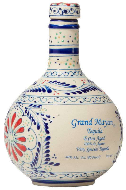 Grand Mayan Extra Aged Anejo Tequila Front Bottle Shot