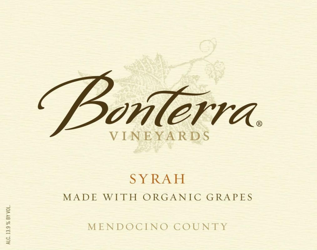 Bonterra Mendocino County Syrah 2004 Front Label
