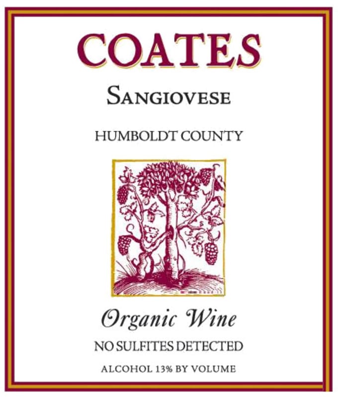 Coates Vineyards Organic Sangiovese 2010 Front Label