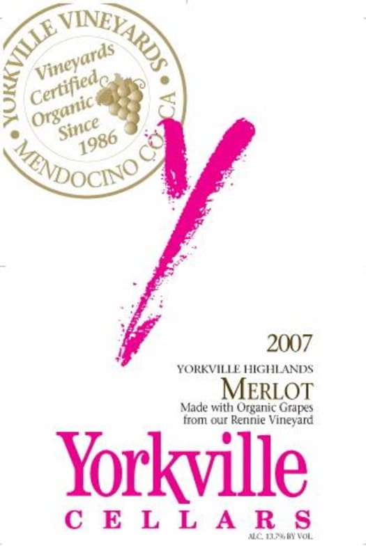 Yorkville Cellars Merlot 2007 Front Label