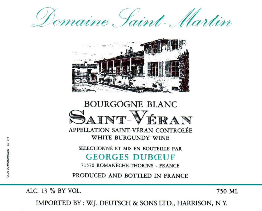 Duboeuf Saint-Veran Domaine Saint-Martin 2010 Front Label