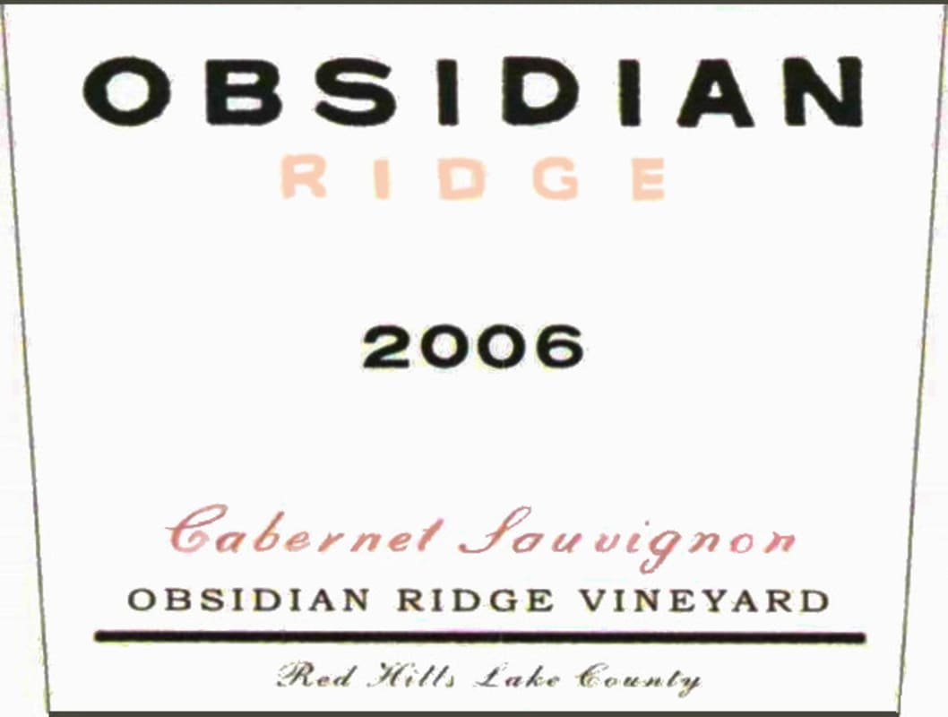 Tricycle Wine Company Obsidian Ridge Cabernet Sauvignon 2006 Front Label