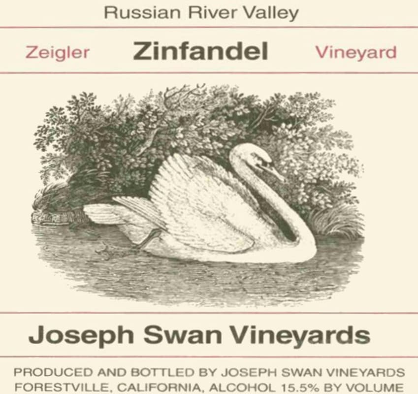 Joseph Swan Ziegler Vineyard Zinfandel 1999 Front Label