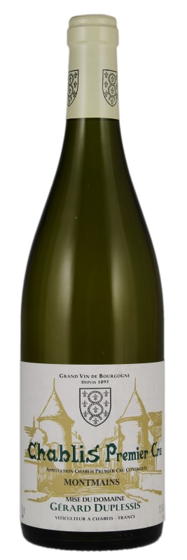 Domaine Gerard Duplessis Chablis Montmains Premier Cru 2016 Front Bottle Shot