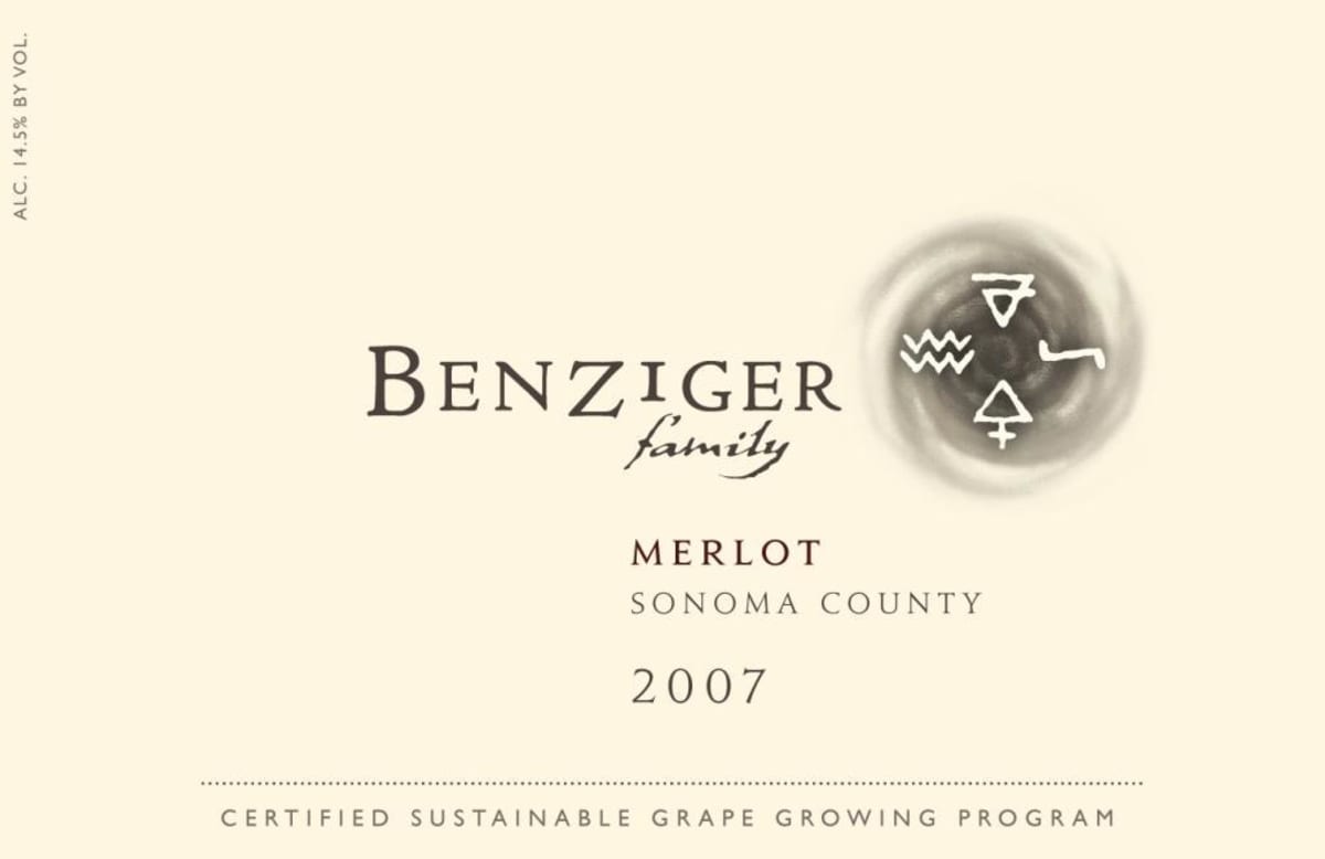 Benziger Merlot 2007 Front Label