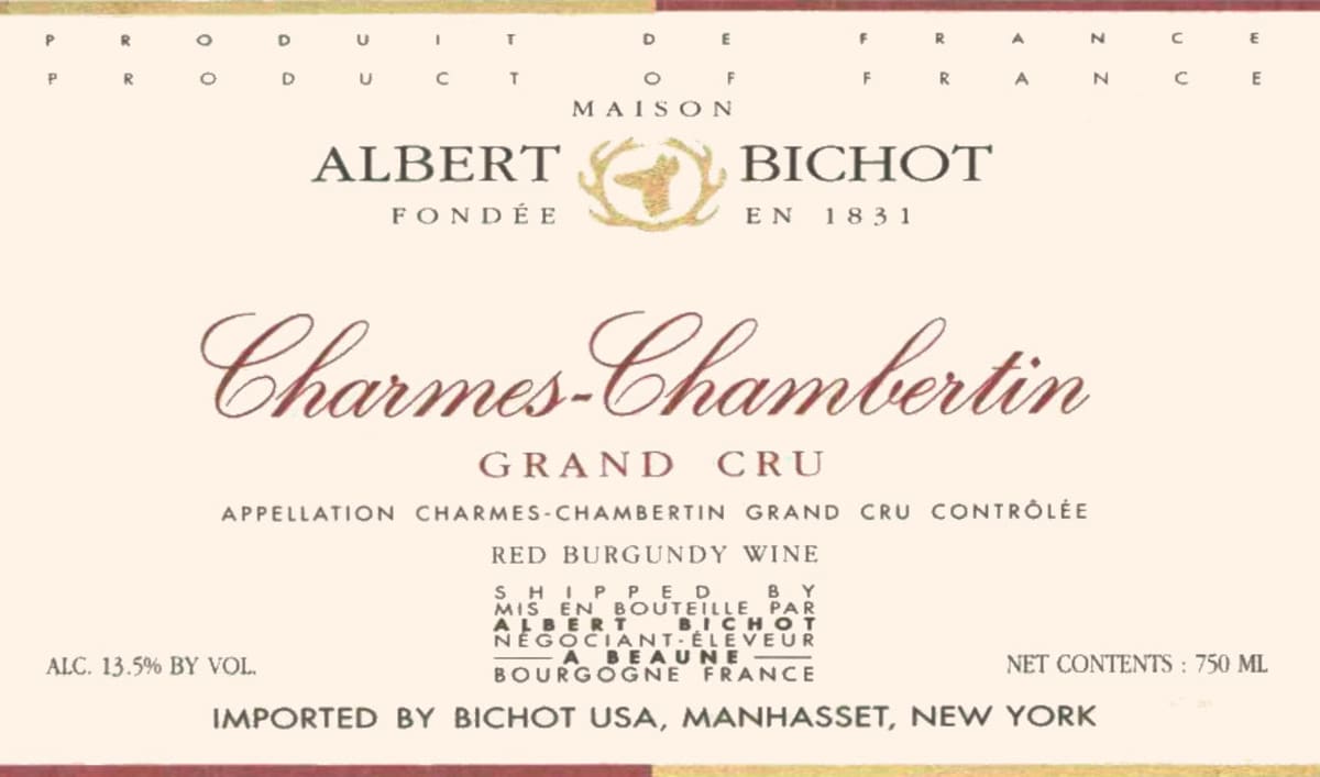 Albert Bichot Charmes Chambertin Pinot Noir Grand Cru 2014 Front Label
