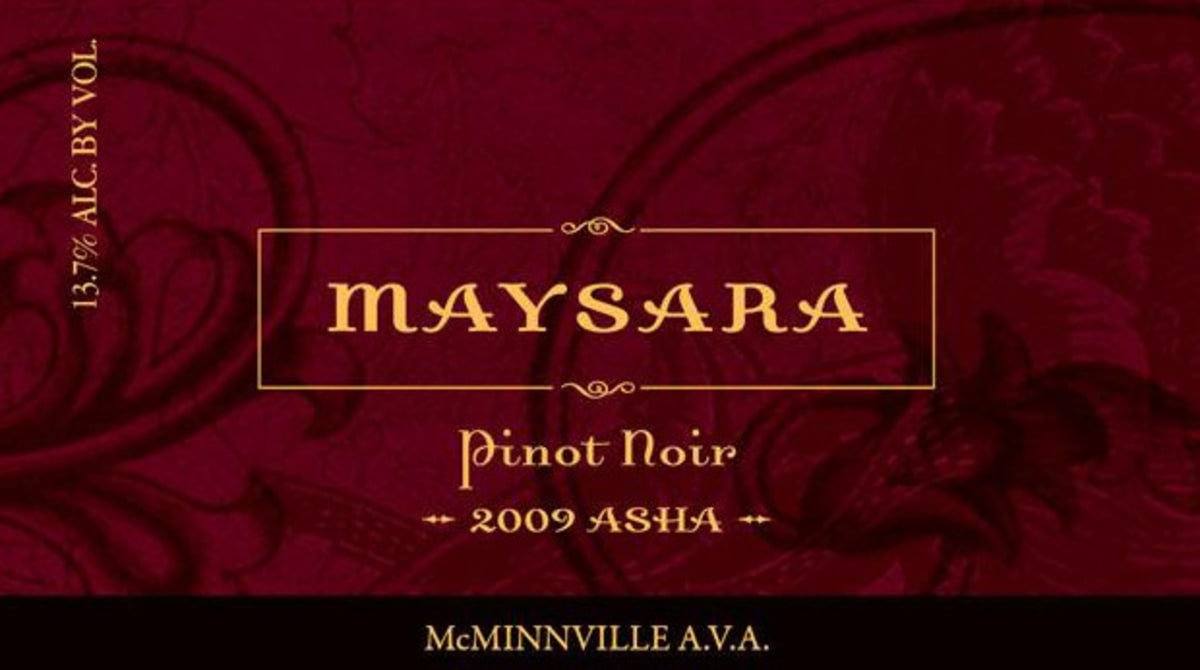 Maysara Asha Pinot Noir 2009 Front Label