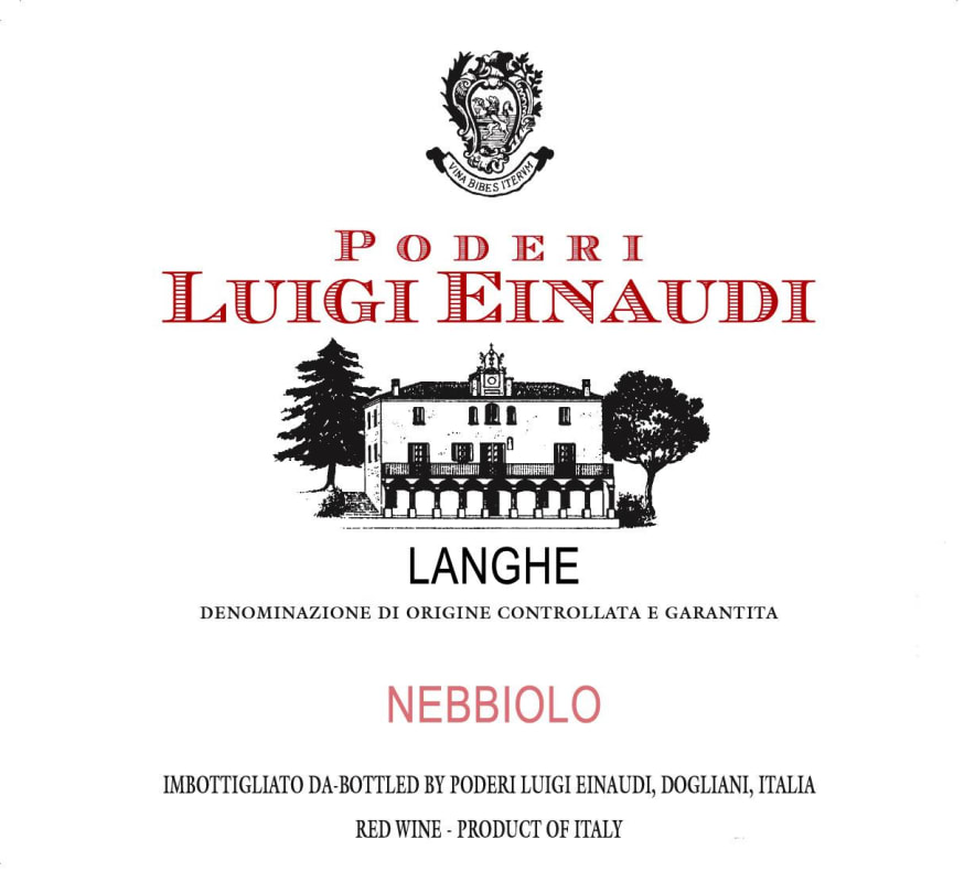 Luigi Einaudi Langhe Nebbiolo 2015 Front Label