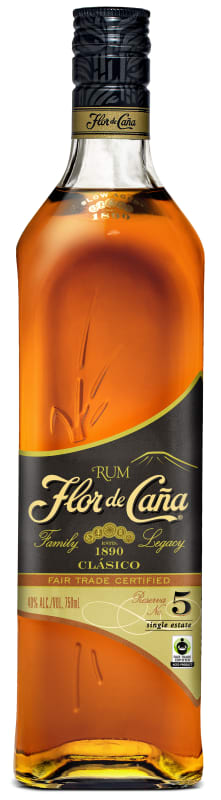 Flor de Cana 5 Year Black Label Rum Front Bottle Shot