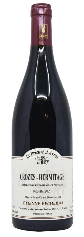 Etienne Becheras Crozes-Hermitage Le Prieure d'Arras 2020 Front Bottle Shot
