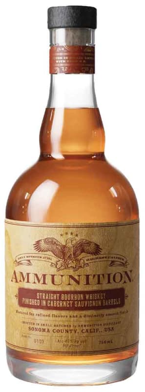 Ammunition Straight Bourbon Whiskey Front Bottle Shot