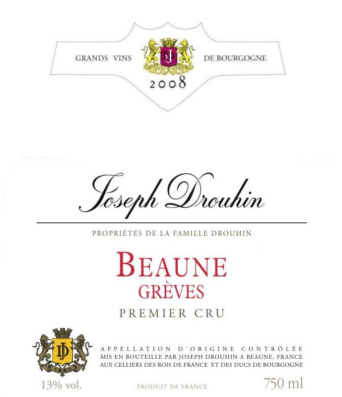 Joseph Drouhin Beaune Greves Premier Cru 2008 Front Label