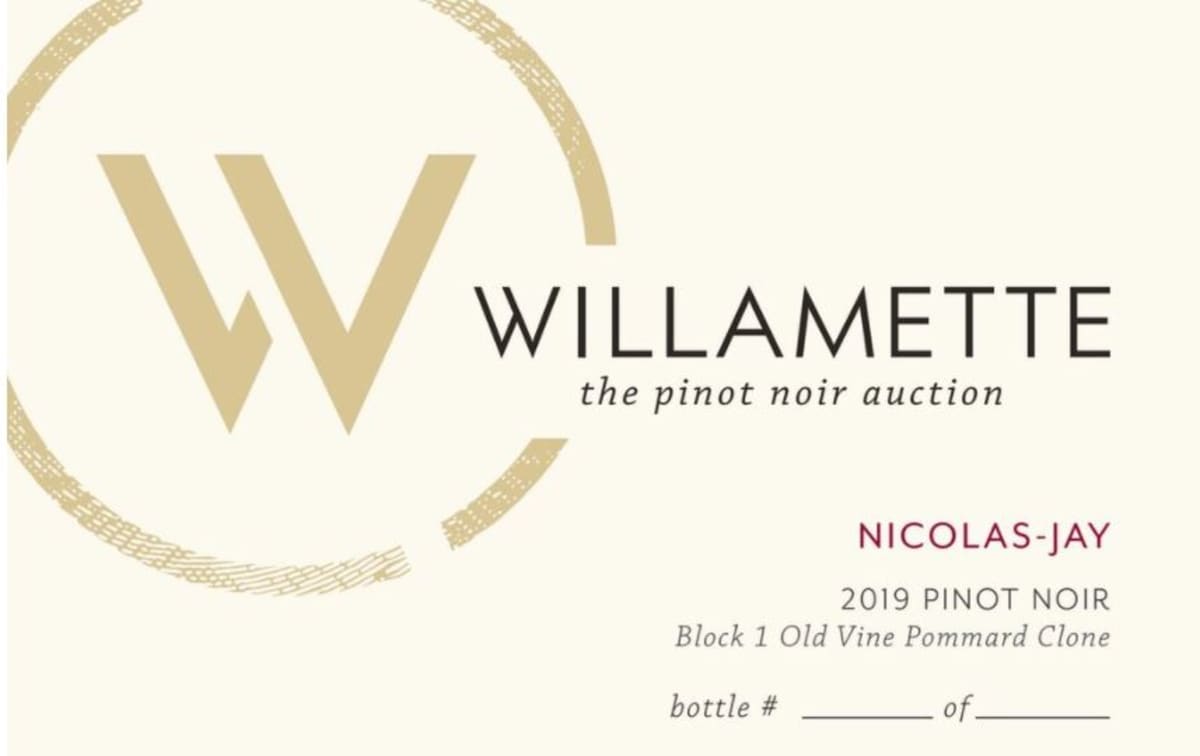 Nicolas-Jay Block 1 Old Vine Pommard Clone Pinot Noir (Willamette Auction Lot) 2019 Front Label