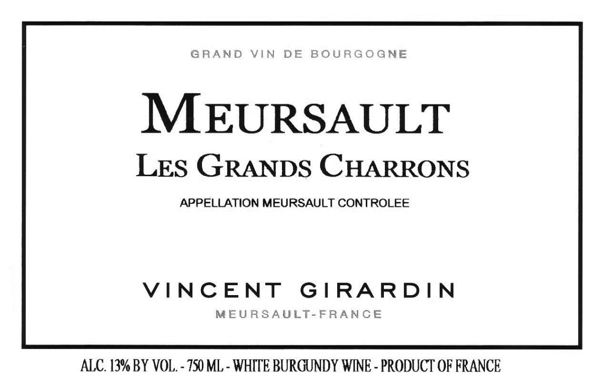 Vincent Girardin Meursault Les Grands Charrons 2012 Front Label