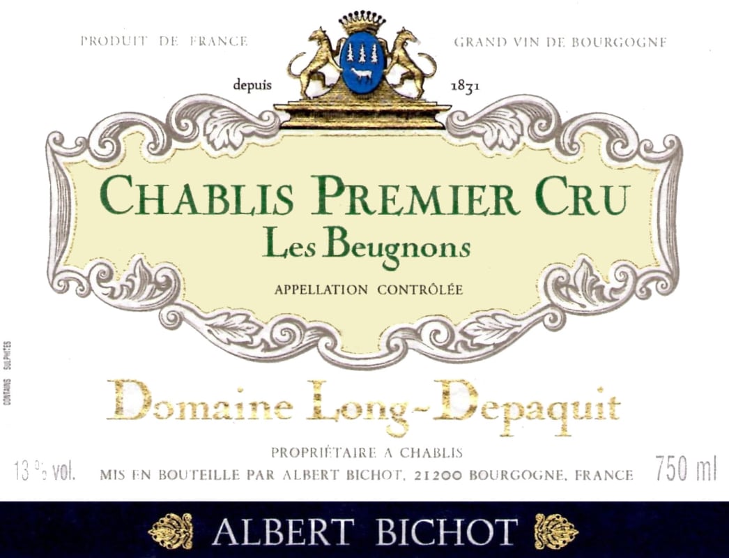 Albert Bichot Chablis Les Beugnons Premier Cru Domaine Long-Depaquit 2008 Front Label