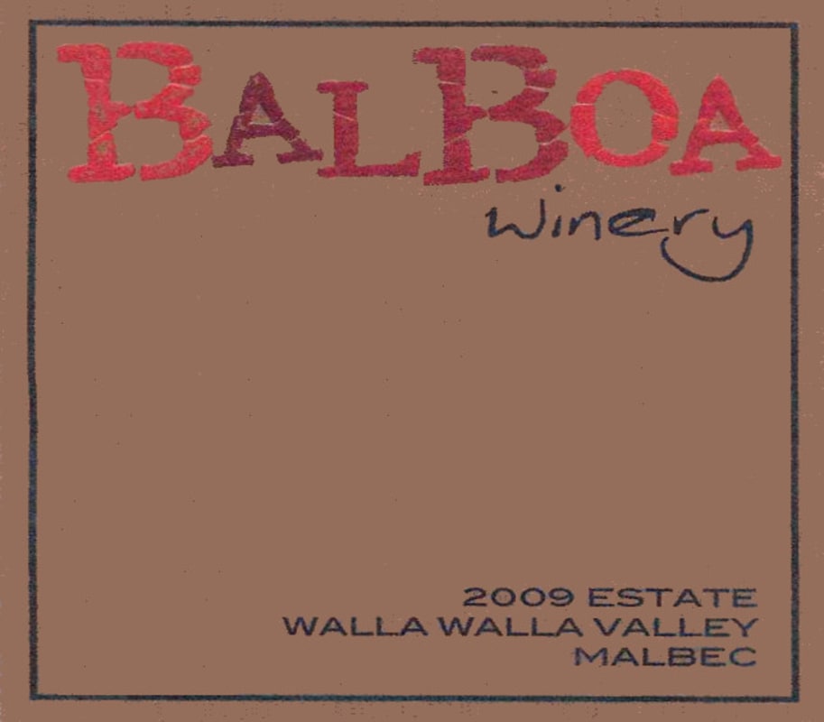 Balboa Winery Malbec 2009 Front Label