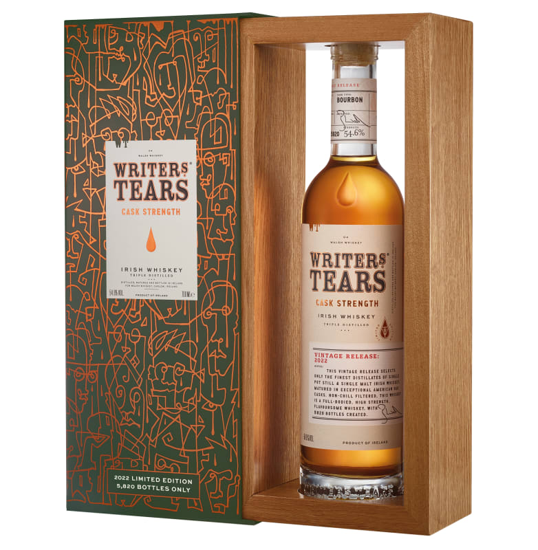 Writers' Tears Cask Strength Irish Whiskey (2022 Release) with Gift Box Front Bottle Shot