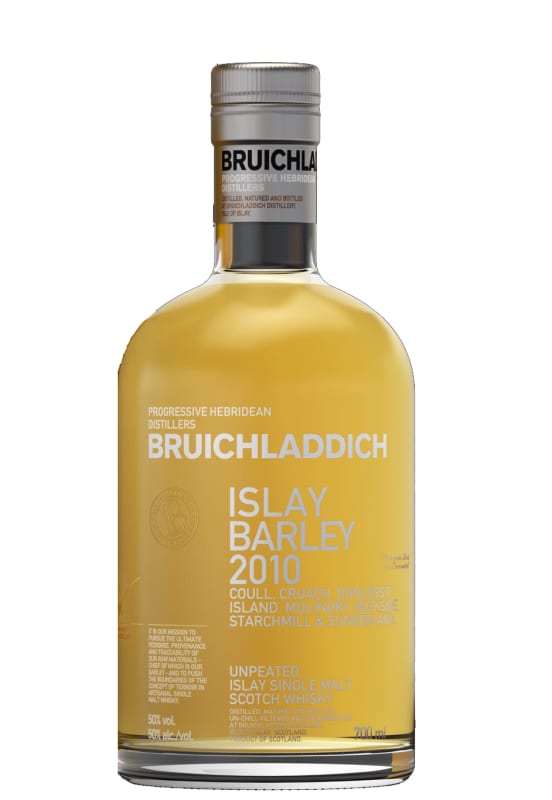 Bruichladdich Rockside Farm Single Malt Scotch Whisky (Yellow Tin) 2010 Front Bottle Shot