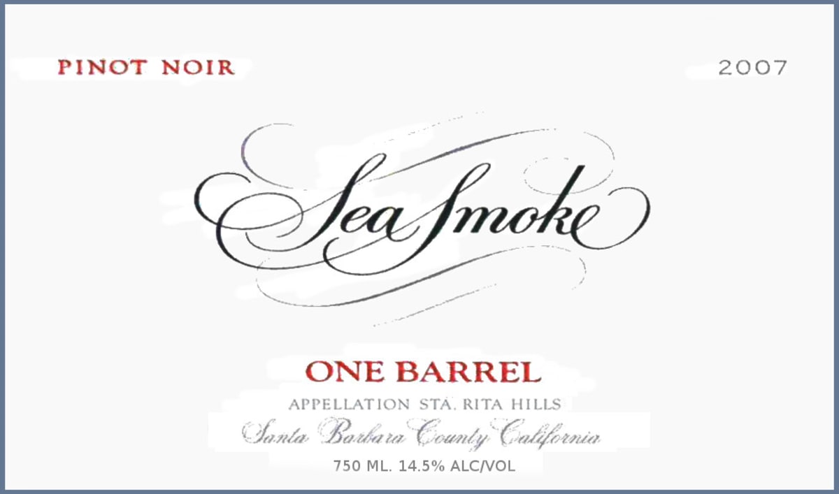 Sea Smoke Cellars One Barrel Pinot Noir 2007 Front Label