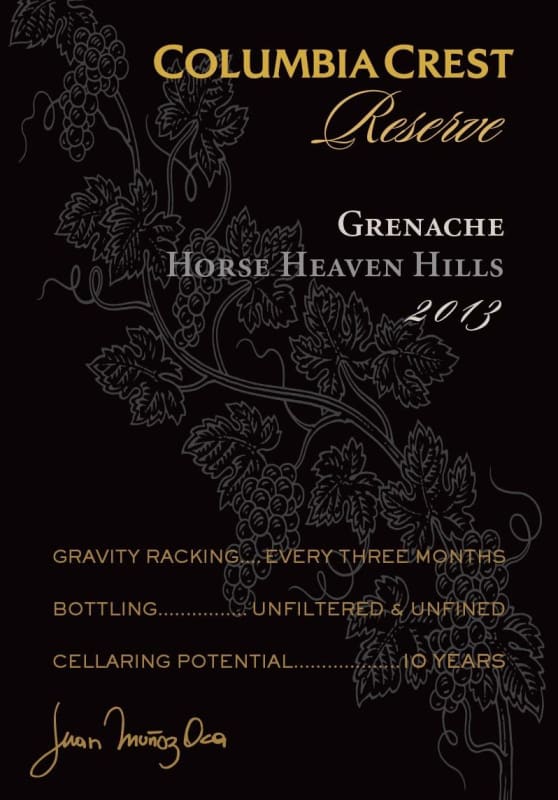 Columbia Crest Horse Heaven Hills Reserve Grenache 2013 Front Label