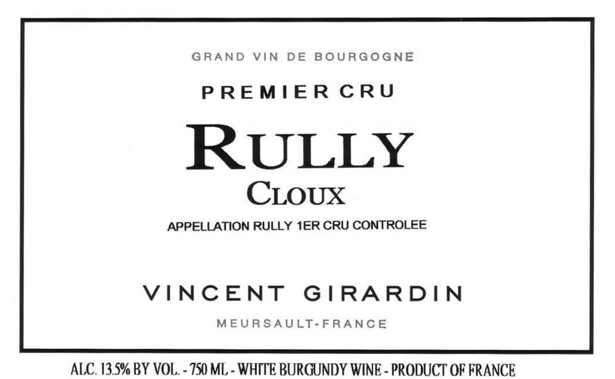 Vincent Girardin Rully Les Cloux Premier Cru 2012 Front Label