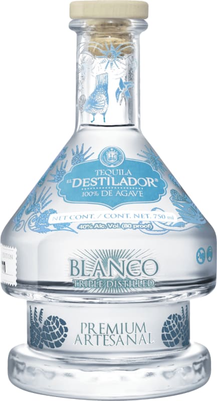 El Destilador Blanco Tequila with Gift Box Front Bottle Shot