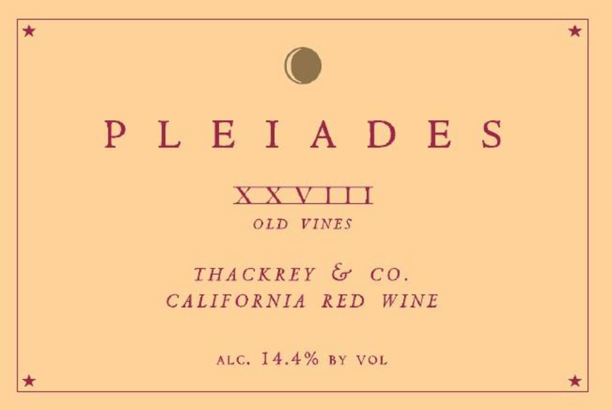 Sean Thackrey Pleiades XXVIII Old Vines Red Blend Front Label