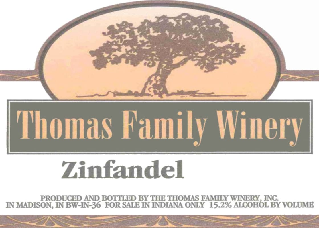 The Thomas Family Winery Zinfandel 2003 Front Label