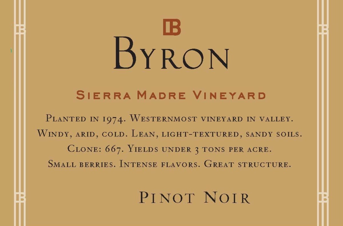 Byron Sierra Madre Vineyard Pinot Noir 2014 Front Label