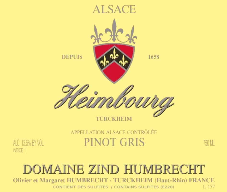 Zind-Humbrecht Heimbourg Pinot Gris 2014 Front Label
