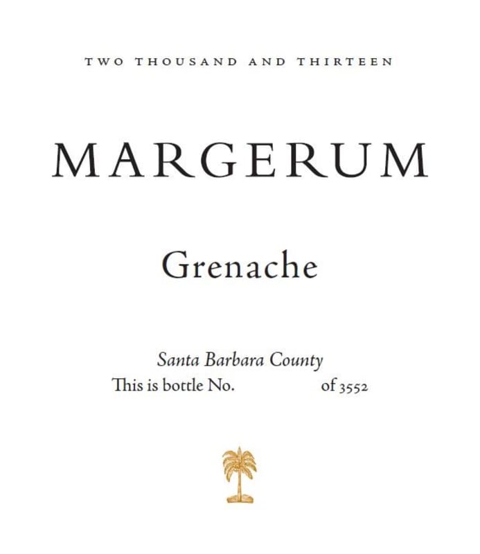 Margerum Grenache 2013 Front Label