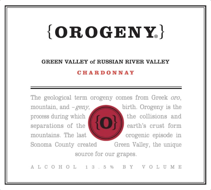 Orogeny Vineyards Chardonnay 2011 Front Label