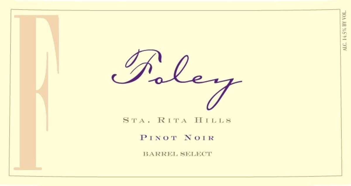 Foley Estate Winery Barrel Select Pinot Noir 2014 Front Label